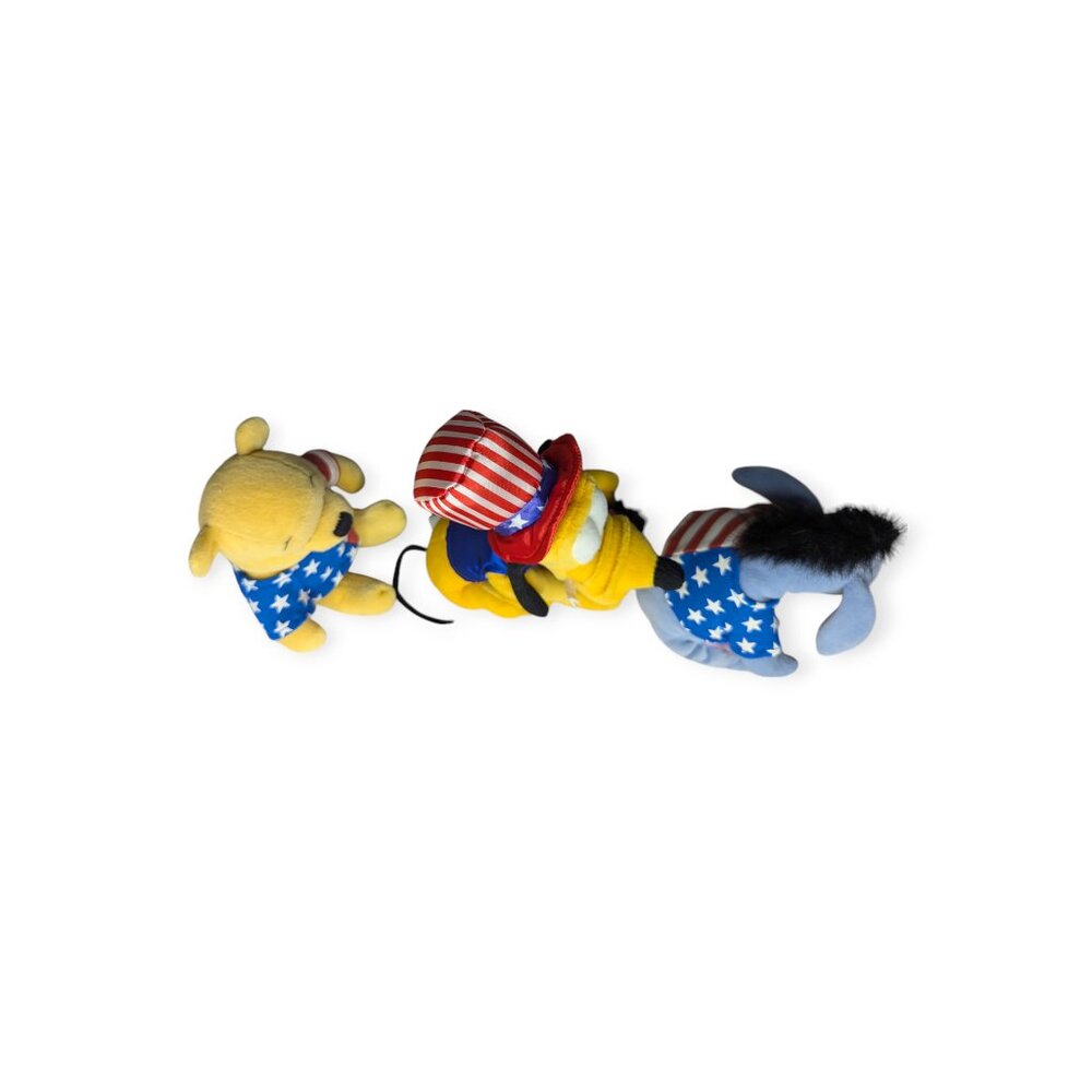 Vintage Disney Store Patriotic Beanie Plush Characters Pluto, Pooh & Eeyore - Picture 7 of 14